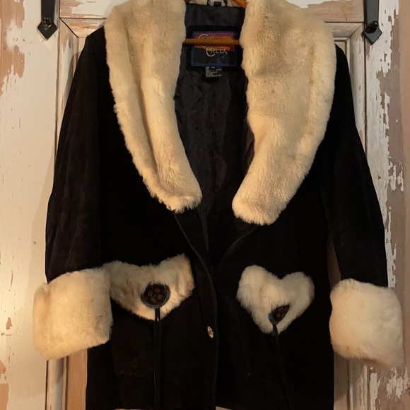 Vintage WESTERN faux FIR SUED Winter Coat - Picture 4 of 14